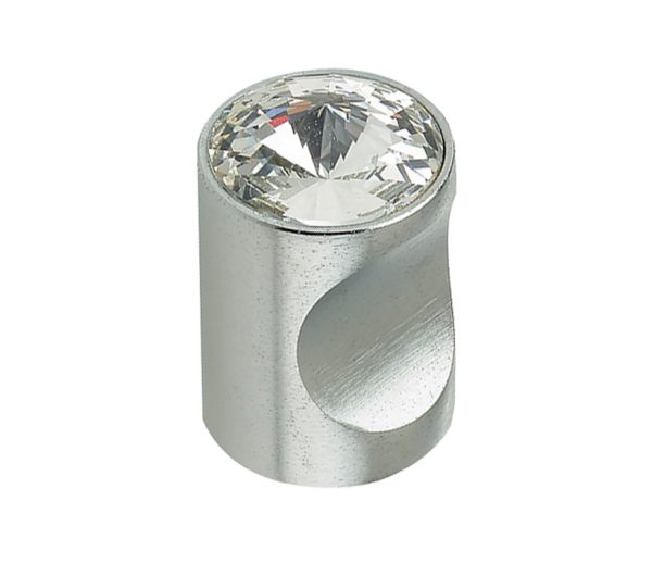 Frelan Hardware Crystal Cabinet Knob (20Mm Diameter), Satin Chrome With Swarovski Crystal