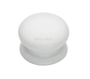 Heritage Brass Porcelain Cupboard Knobs (32Mm Or 38Mm), Plain White