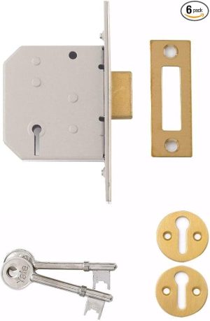 Yale P-M322-PB-65 3 Lever Mortice Deadlock, Visi Pack, Suitable for Internal Doors, Brass Finish, 2.5 Inch/64 mm