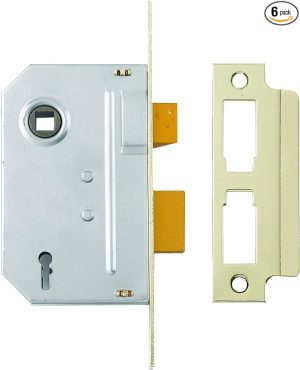 Yale P-M320-PB-65 3 Lever Mortice Sashlock, Visi Pack, Suitable for Internal Doors, Brass Finish, 2.5 Inch/64 mm