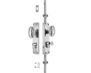 Oval knob locking brass door espagnolette bolt/Cremone bolt upto 8.5'-Polished chrome