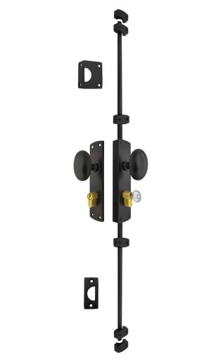 Oval knob locking door Espagnolette / Cremone bolt upto 8.5'-BLACK