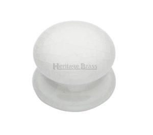 Heritage Brass Porcelain Cupboard Knobs (32Mm Or 38Mm), White Crackle