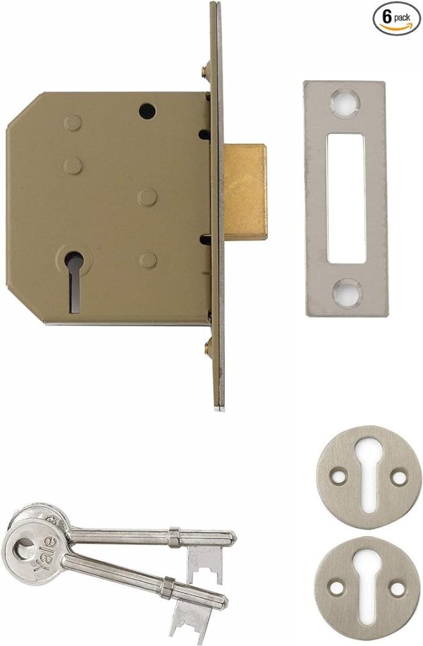 Yale P-M322-CH-65 3 Lever Mortice Deadlock, Visi Pack, Suitable for Internal Doors, Chrome Finish, 2.5 Inch/64 mm