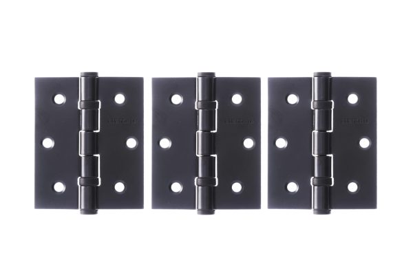 Atlantic Ball Bearing Hinges 3" x 2.5" x 2.5mm set of 3 - Matt Black