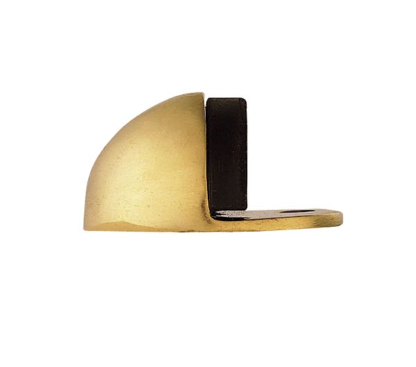 Oval Floor Mounted Door Stop, Polished Brass