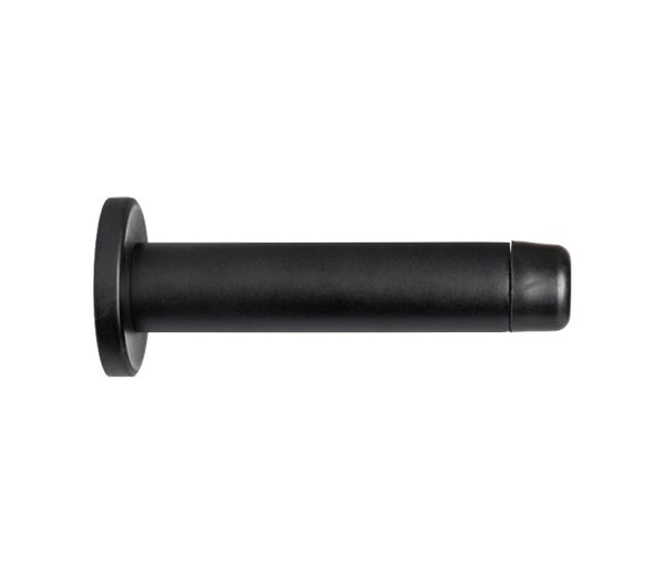 Cylinder Wall Mounted Door Stop With Rose (70Mm Projection), Matt Black