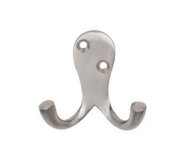 Victorian Double Robe Hook, Satin Chrome