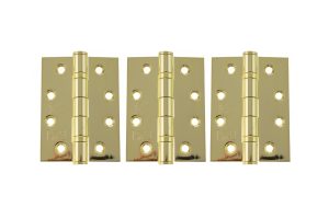 Atlantic Ball Bearing Hinges Grade 13 Fire Rated 4" x 3" x 3mm set of 3 - Polished Brass