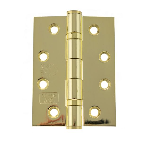 Atlantic Ball Bearing Hinges Grade 13 Fire Rated 4" x 3" x 3mm - Polished Brass