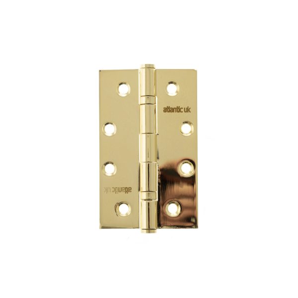 Atlantic Slim Knuckle Ball Bearing Hinges 4" x 2.5" x 2.5mm - Polished Brass