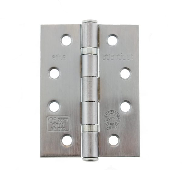 Atlantic Ball Bearing Hinges Grade 11 Fire Rated 4" x 3" x 2.5mm - Satin Chrome