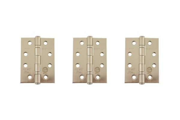 Atlantic Ball Bearing Hinges Grade 11 Fire Rated 4" x 3" x 2.5mm set of 3 - Satin Nickel