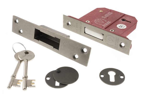 Atlantic 5 Lever Key Deadlock [BS] 2.5" - Distressed Silver