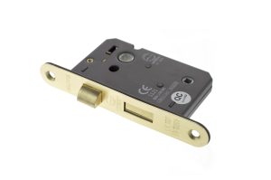 Atlantic Radius Corner Bathroom Lock [CE] 2.5" - Satin Brass