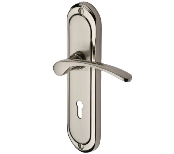 Heritage Brass Ambassador Mercury Finish Satin Nickel With Polished Nickel Edge Handles (Sold In Pairs)