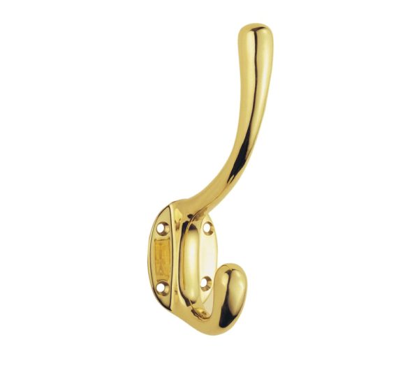 Heavyweight Hat And Coat Hook, Polished Brass