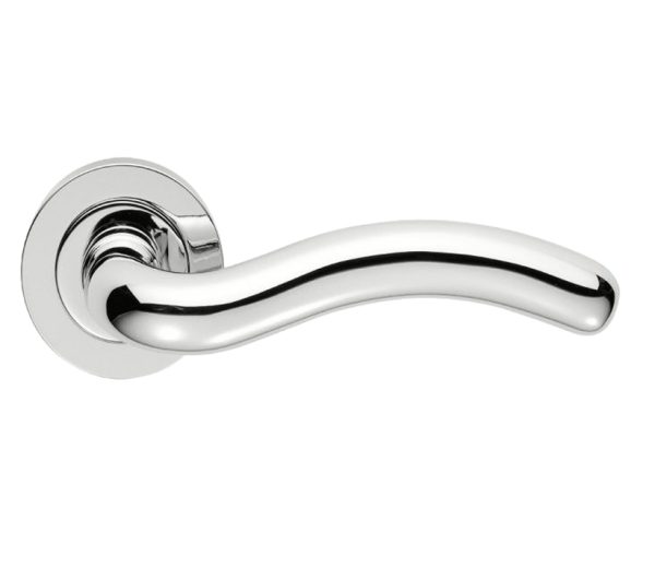 Manital Squiggle Door Handles On Round Rose, Polished Chrome (Sold In Pairs)