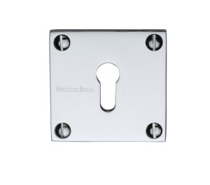 Heritage Brass Standard Square Slim Key Escutcheon, Polished Chrome