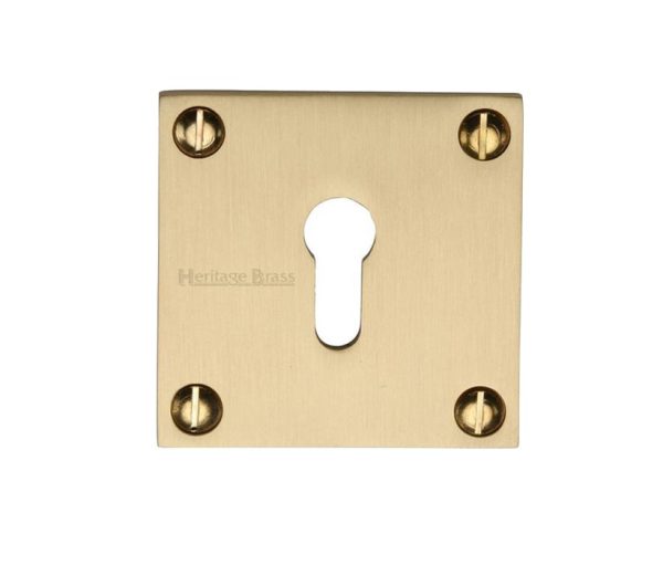 Heritage Brass Standard Square Slim Key Escutcheon, Satin Brass