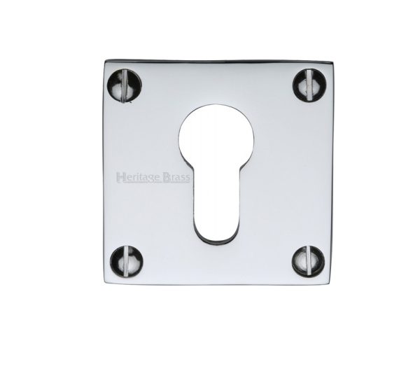 Heritage Brass Euro Profile Square Slim Key Escutcheon, Polished Chrome