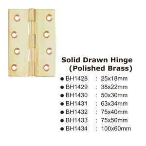 Solid Drawn Hinge(Polished Brass) -75X50Mm