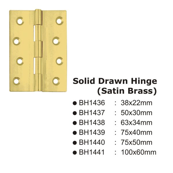 Solid Drawn Hinge(Satin Brass) -75X5Omm