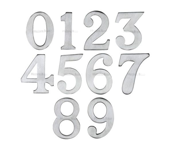 Heritage Brass 0-9 Self Adhesive Numerals (51Mm - 2"), Satin Chrome