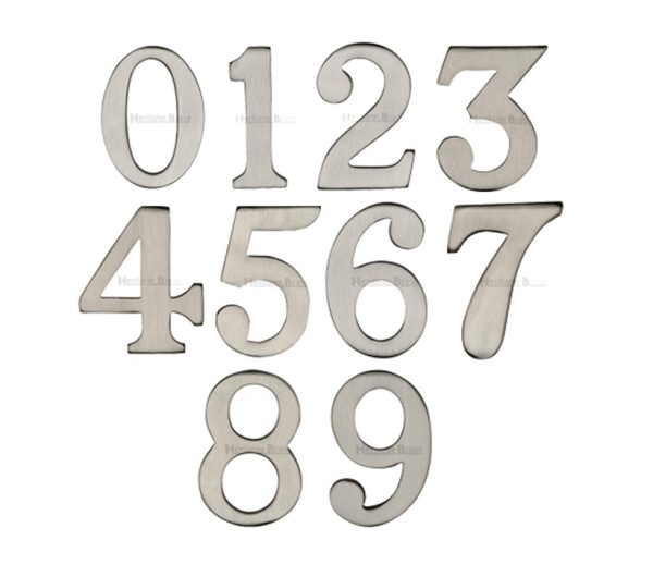 Heritage Brass 0-9 Self Adhesive Numerals (51Mm - 2"), Satin Nickel