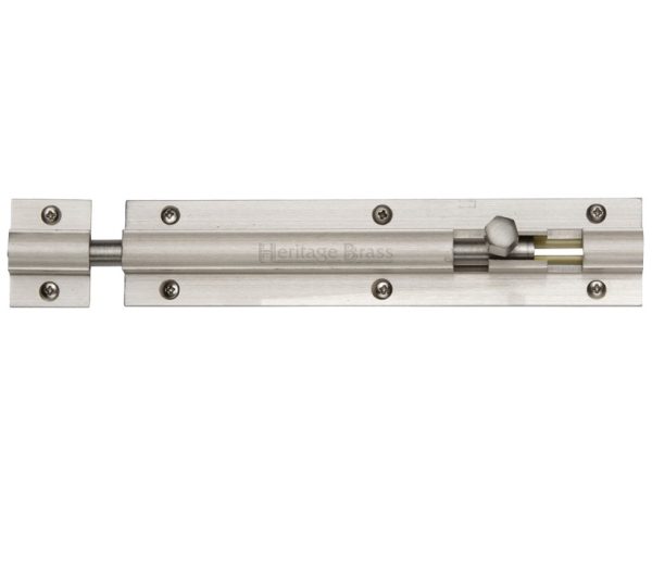 Heritage Brass Straight Barrel Door Bolt (4", 6" Or 8" X 1 1/4"), Satin Nickel