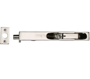 Heritage Brass Flush Fitting Lever Action Door Bolt (6", 8" Or 10"), Polished Nickel