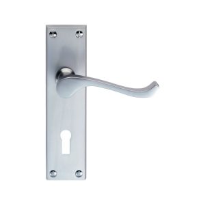 Carlisle Brass CBS54SC Victorian Scroll Lever On Backplate - Lock 57mm C/C (Contract Range) 155mm x 40mm Satin Chrome