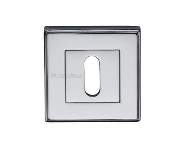 Heritage Brass Art Deco Standard Key Escutcheon, Polished Chrome