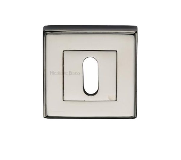 Heritage Brass Art Deco Standard Key Escutcheon, Polished Nickel