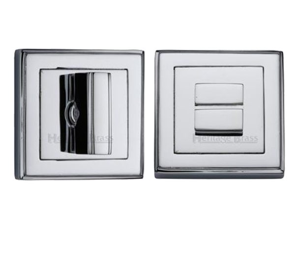 Heritage Brass Art Deco Square (54Mm X 54Mm) Turn & Release, Polished Chrome