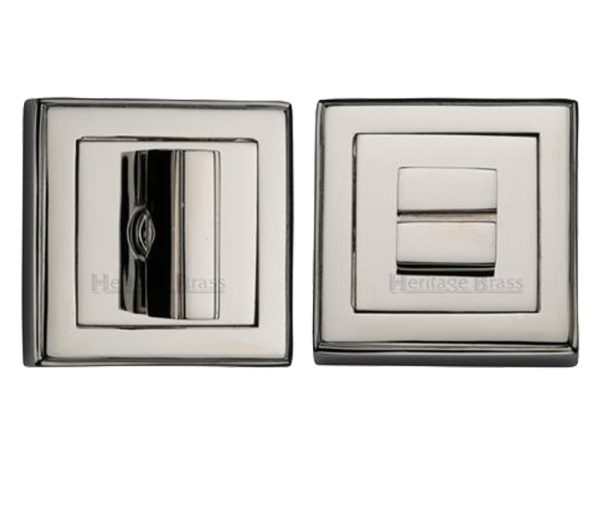 Heritage Brass Art Deco Square (54Mm X 54Mm) Turn & Release, Polished Nickel