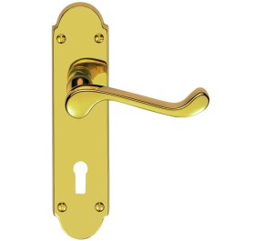 Oakley Door Handles On Backplate, Pvd Stainless Brass (Sold In Pairs)