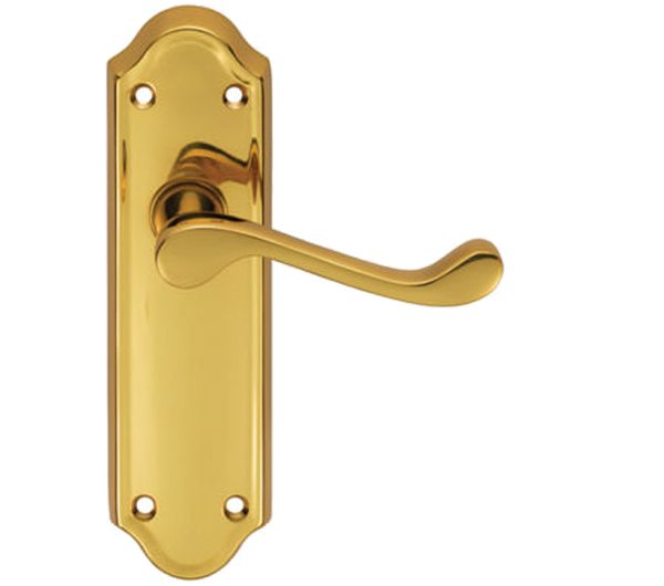 Ashtead Door Handles On Backplate, Polished Brass (Sold In Pairs)