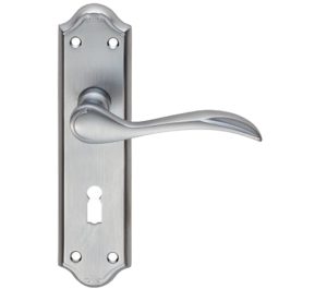 Madrid Door Handles On Backplate, Satin Chrome (Sold In Pairs)