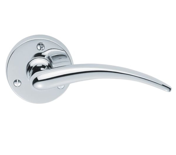 Wing Door Handles On Round Rose, Polished Chrome (Sold In Pairs)