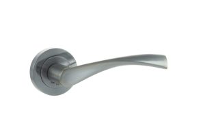 Eco Aqua Aluminium Lever Door Handle on Round Rose - Satin Chrome