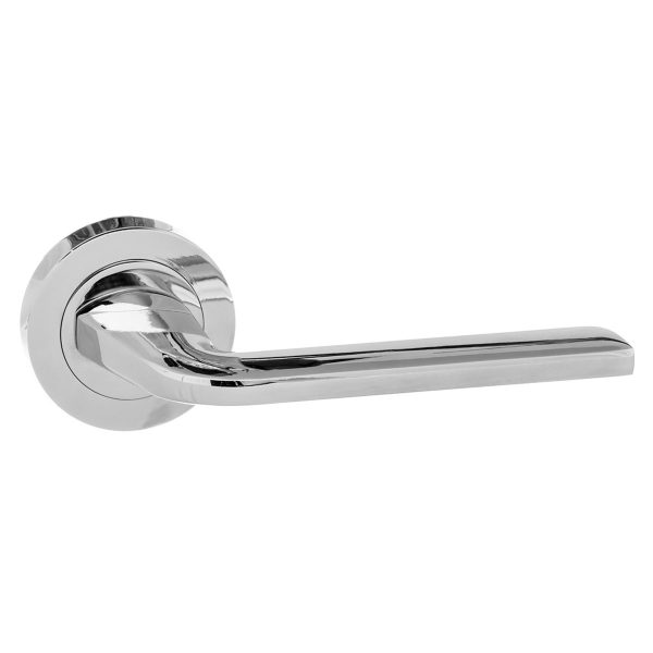 Eco Surf Aluminium Lever Door Handle on Round Rose - Polished Chrome