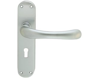 Manital Ibra Door Handles On Backplate, Satin Chrome (Sold In Pairs)