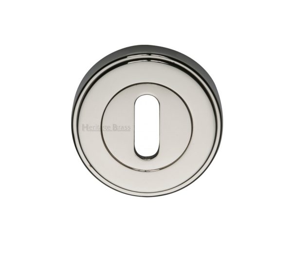 Heritage Brass Art Deco Style Standard Key Escutcheon, Polished Nickel