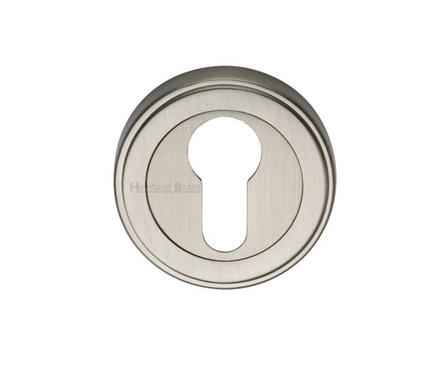 Heritage Brass Art Deco Style Euro Profile Key Escutcheon, Satin Nickel