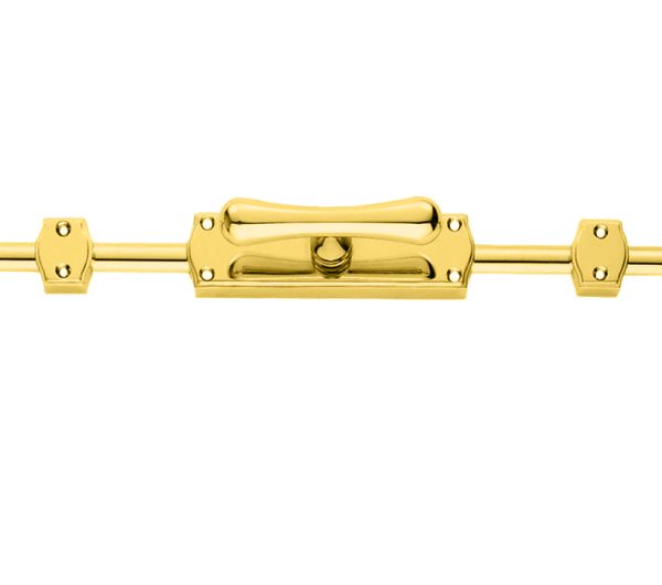 Espagnolette Bolt Tee Knob Set, Polished Brass