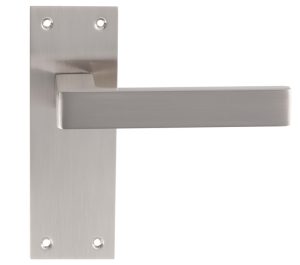 Sasso Door Handles On Slim Backplate, Satin Nickel (Sold In Pairs)