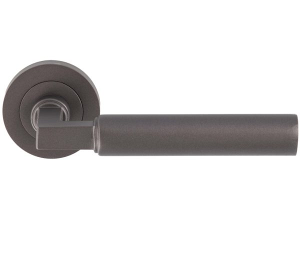 Amiata Door Handles On Round Rose, Matt Bronze (Sold In Pairs)