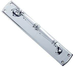 Zoo Hardware Fulton & Bray Ornate Pull Handles On Backplate (382Mm X 65Mm), Polished Chrome