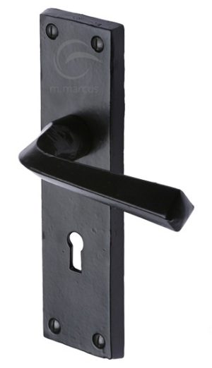 M Marcus Bridgnorth Door Handles, Smooth Black Iron (Sold In Pairs)